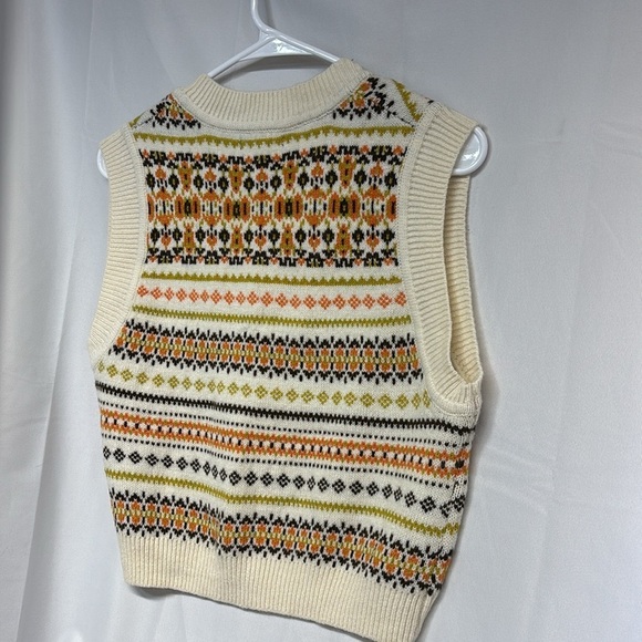 Love Tree snow flowers print Multicolor Knit Sweater V beck Vest size small - Picture 6 of 10